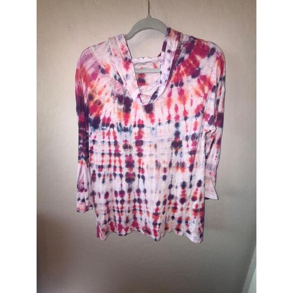 Soft Surroundings Tops - Soft Surroundings Shirt Womens Medium Hooded TieDye Boho Casual Relaxed